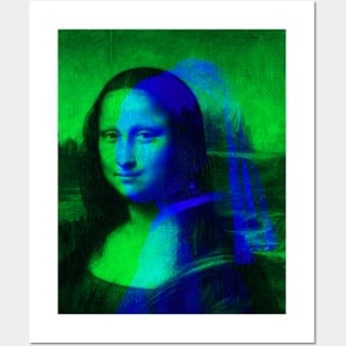 Mona Lisa with a Pearl Earring Interactive Green&Blue Filter By Red&Blue Posters and Art